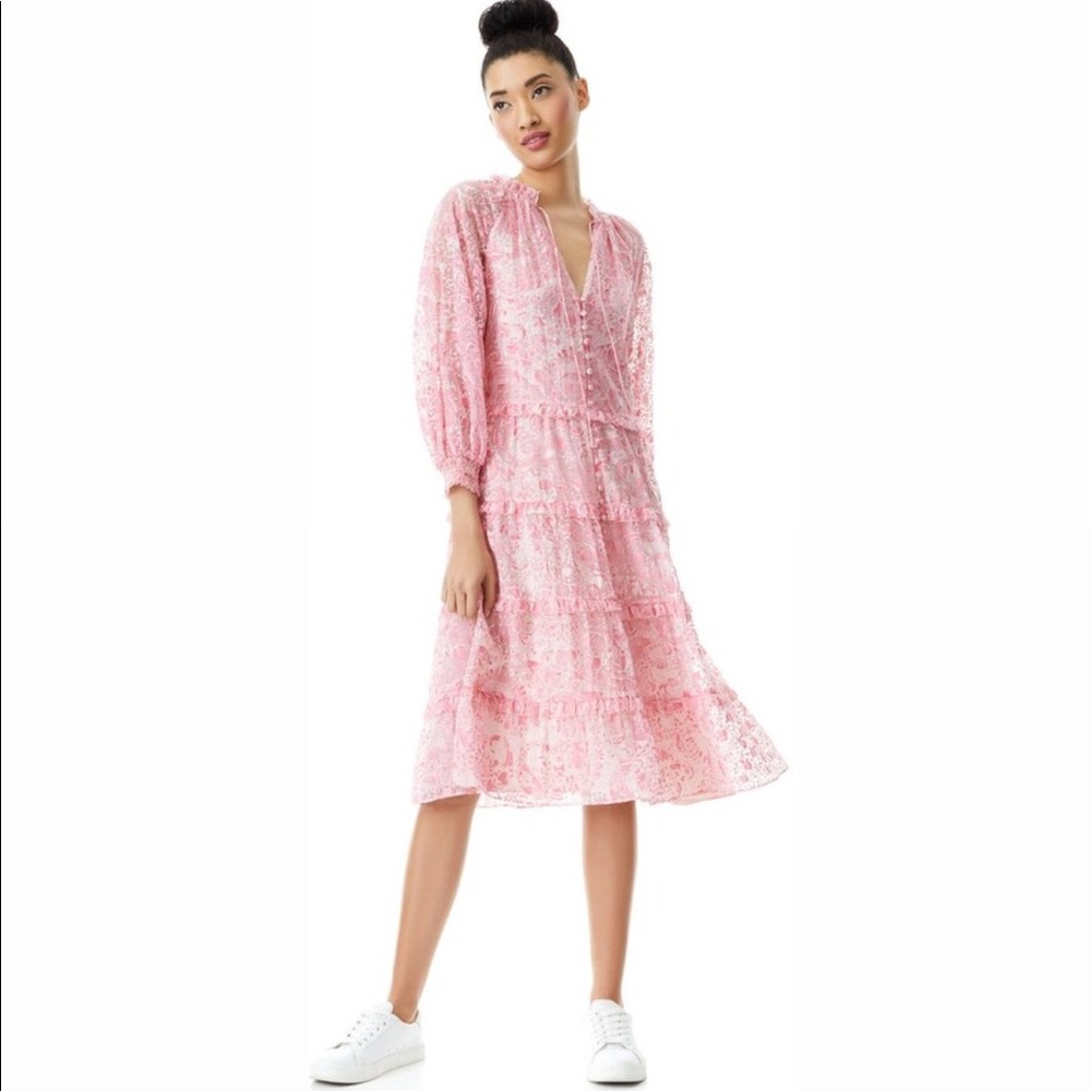 NWOT Alice + Olivia Layla Button Front Midi Dress